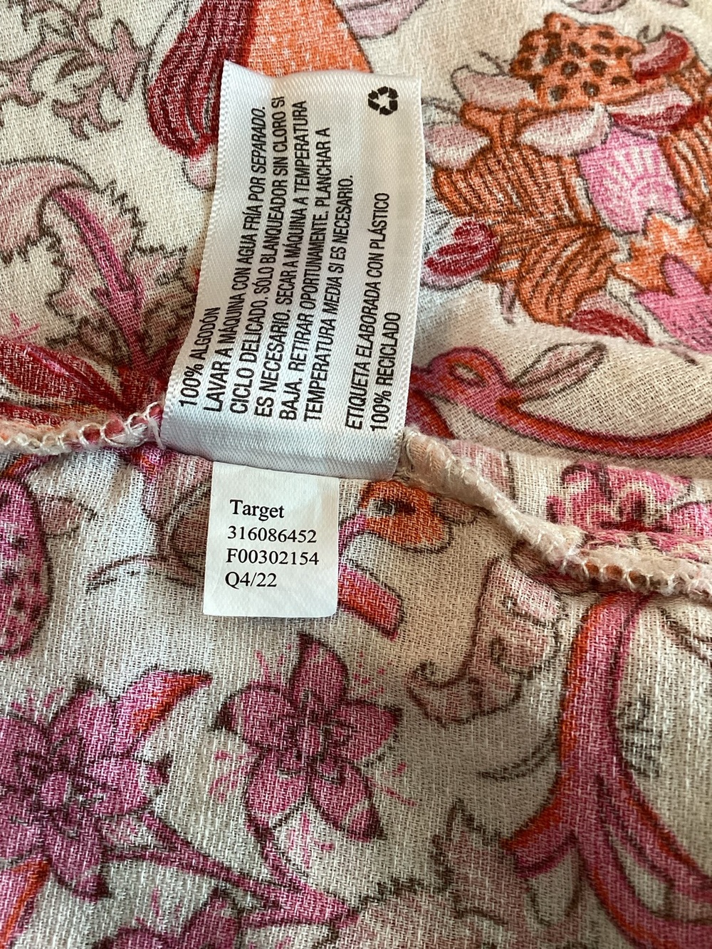 Knox Rose Floral Paisley Peasant Blouse Size L Pink Red Orange Boho Tunic Top - Picture 7 of 9